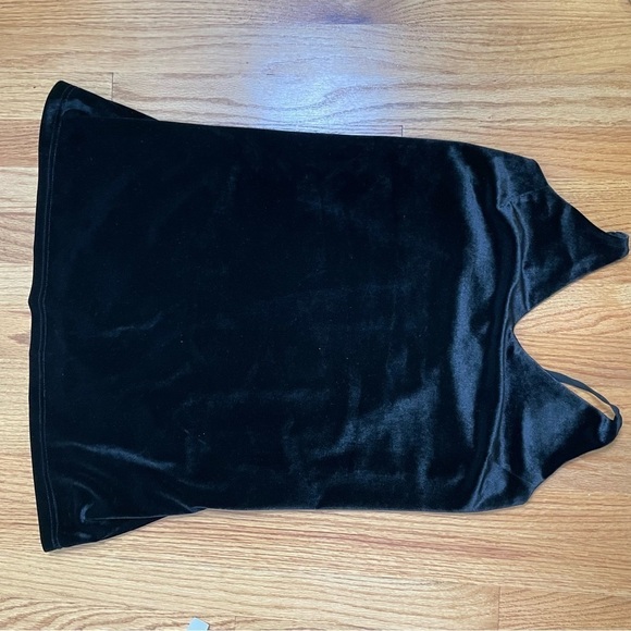 90s Y2K Whimsigoth sleeveless spaghetti strap v-neck velvet velour mini dress - Picture 10 of 12